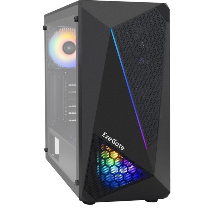 Корпус Miditower EXEGATE EVO-8225 ATX, без БП, 2*USB+1*USB3,0, черный с RGB подсветкой EX292858RUS